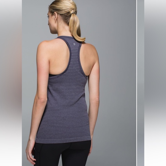 Lululemon Run: Swiftly Tech Tank Rugby Stripe Tonal Heathered Black Grape 8 - Picture 2 of 10